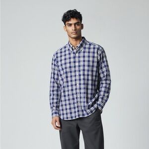 Orvis Navy & White Cotton Plaid Button Down Shirt
